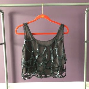 Glittery gray crop top